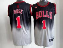 Chicago Bulls -1 Derrick Rose Black Grey Fadeaway Fashion Stitched NBA Jersey