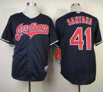 Cleveland Indians -41 Carlos Santana Navy Blue Cool Base Stitched MLB Jersey