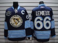 Pittsburgh Penguins -66 Mario Lemieux Stitched Dark Blue 2011 Winter Classic Vintage NHL Jersey