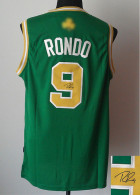 Autographed Boston Celtics -9 Rajon Rondo Stitched Green Gold number NBA Jersey
