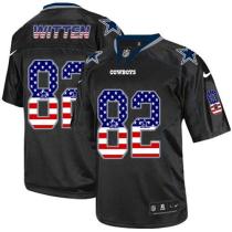 Nike Dallas Cowboys #82 Jason Witten Black Men's Stitched NFL Elite USA Flag Fashion Jersey