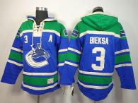 Vancouver Canucks -3 Kevin Bieksa Blue Sawyer Hooded Sweatshirt Stitched NHL Jersey