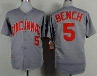 Mitchell And Ness 1969 Cincinnati Reds -5 Johnny Bench Grey Throwback Stitched MLB Jersey
