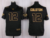 Nike New Orleans Saints -12 Marques Colston Black Stitched NFL Elite Pro Line Gold Collection Jersey