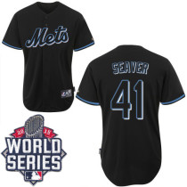 New York Mets -41 Tom Seaver Black Fashion W 2015 World Series Patch Stitched MLB Jersey