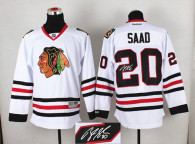 Autographed Chicago Blackhawks -20 Brandon Saad White Stitched NHL Jersey