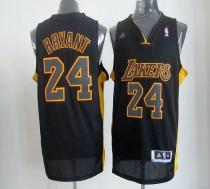 Los Angeles Lakers -24 Kobe Bryant Black With Gold No Stitched NBA Jersey