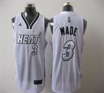 Miami Heat -3 Dwyane Wade Silver No White Stitched NBA Jersey
