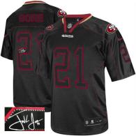 Nike San Francisco 49ers #21 Frank Gore Lights Out Black Men‘s Stitched NFL Elite Autographed Jersey