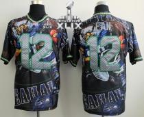 Nike Seattle Seahawks #12 Fan Team Color Super Bowl XLIX Men‘s Stitched NFL Elite Fanatical Version