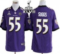 Nike Ravens -55 Terrell Suggs Purple Team Color Super Bowl XLVII Stitched NFL Game Jersey