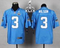 Nike Seattle Seahawks #3 Russell Wilson Light Blue Super Bowl XLIX Men‘s Stitched NFL Elite Jersey