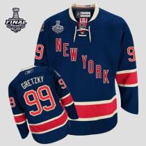 New York Rangers -99 Wayne Gretzky Dark Blue Third With 2014 Stanley Cup Finals Stitched NHL Jersey