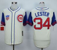 Chicago Cubs -34 Jon Lester Cream 1942 Turn Back The Clock Stitched MLB Jersey