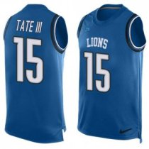 Nike Lions -15 Golden Tate III Blue Team Color Stitched NFL Limited Tank Top Jersey