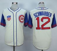 Chicago Cubs -12 Kyle Schwarber Cream Blue 1942 Turn Back The Clock Stitched MLB Jersey