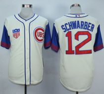 Chicago Cubs -12 Kyle Schwarber Cream Blue 1942 Turn Back The Clock Stitched MLB Jersey