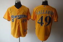 Milwaukee Brewers -49 Yovani Gallardo Yellow Cerveceros Cool Base Stitched MLB Jersey