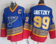 St Louis Blues -99 Wayne Gretzky Light Blue Red CCM Throwback Stitched NHL Jersey