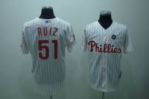 Philadelphia Phillies #51 Carlos Ruiz Stitched White Red Strip MLB Jersey