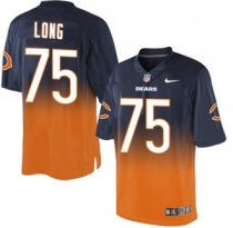 Nike Bears -75 Kyle Long Navy Blue Orange Stitched NFL Elite Fadeaway Fashion Jersey