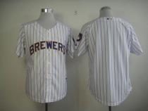 Milwaukee Brewers Blank White  blue strip  Stitched MLB Jersey