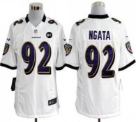 Nike Ravens -92 Haloti Ngata White With Art Patch Men Stitched NFL Game Jersey