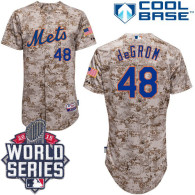 New York Mets -48 Jacob DeGrom Camo Alternate Cool Base W 2015 World Series Patch Stitched MLB Jerse