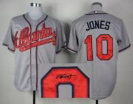 Atlanta Braves #10 Chipper Jones Grey Cool Base Autographed Stitched MLB Jersey