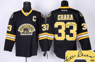 Autographed Boston Bruins -33 Chara Stitched Black Third NHL Jersey