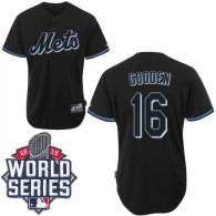 New York Mets -16 Dwight Gooden Black Fashion W 2015 World Series Patch Stitched MLB Jersey
