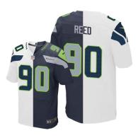 Nike Seahawks -90 Jarran Reed White Steel Blue Stitched NFL Elite Split Jersey