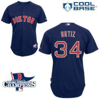 Boston Red Sox #34 David Ortiz Dark Blue Cool Base 2013 World Series Champions Patch Stitched MLB Je