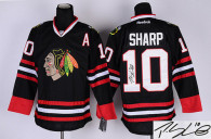 Autographed Chicago Blackhawks -10 Patrick Sharp Stitched Black NHL Jersey