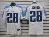 Nike Tennessee Titans #28 Chris Johnson White With C Patch Men's Stitched NFL Elite Jersey
