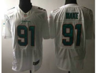 2013 NFL NEW Miami Dolphins -91 Cameron Wake White Jerseys(Elite)