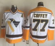 Pittsburgh Penguins -77 Paul Coffey White Yellow CCM Throwback Stitched NHL Jersey