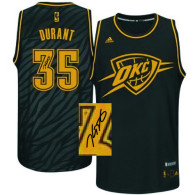 Autographed Oklahoma City Thunder -35 Kevin Durant Black Precious Metals Fashion NBA Jersey