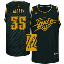 Autographed Oklahoma City Thunder -35 Kevin Durant Black Precious Metals Fashion NBA Jersey