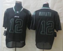 New Nike New York Jets 12 Namath Lights Out Black Elite Jerseys