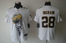 Nike Saints -28 Mark Ingram White Stitched NFL Helmet Tri-Blend Limited Jersey