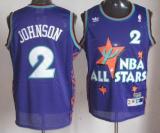 Charlotte Hornets -2 Larry Johnson Purple 1995 All Star Throwback Stitched NBA Jersey
