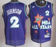 Charlotte Hornets -2 Larry Johnson Purple 1995 All Star Throwback Stitched NBA Jersey