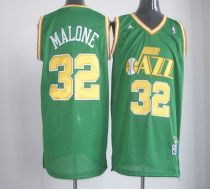 Utah Jazz -32 Karl Malone Green Throwback Stitched NBA Jersey
