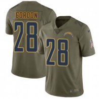 Nike Chargers -28 Melvin Gordon Olive Stitched NFL Limited 2017 Salute to Service Jersey