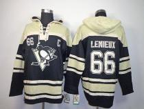 Pittsburgh Penguins -66 Mario Lemieux Black Sawyer Hooded Sweatshirt Stitched NHL Jersey
