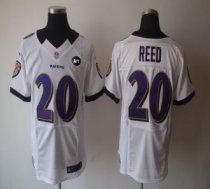 Nike Ravens -20 Ed Reed White With Art Patch Stitched NFL Elite Jersey