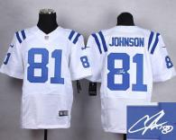 Nike Indianapolis Colts #81 Andre Johnson White Men's Stitched NFL Elite Autographed Jersey