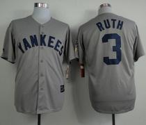 Mitchell And Ness 75TH New York Yankees -3 Babe Ruth Grey Throwback Stitched MLB Jersey