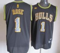 Chicago Bulls -1 Derrick Rose Black Electricity Fashion Stitched NBA Jersey